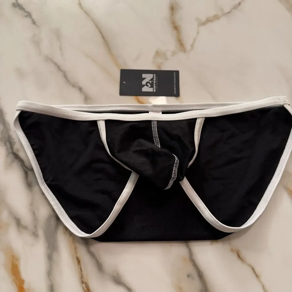 NEW N2N Bodywear Mens University String Swim Bikini Color Black Size Large